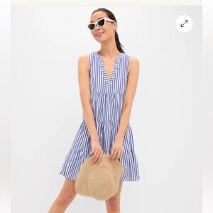 POMANDER PLACE Blue and White Stripe Sleeveless Cotton Poplin Kenzo Dress Sz XL